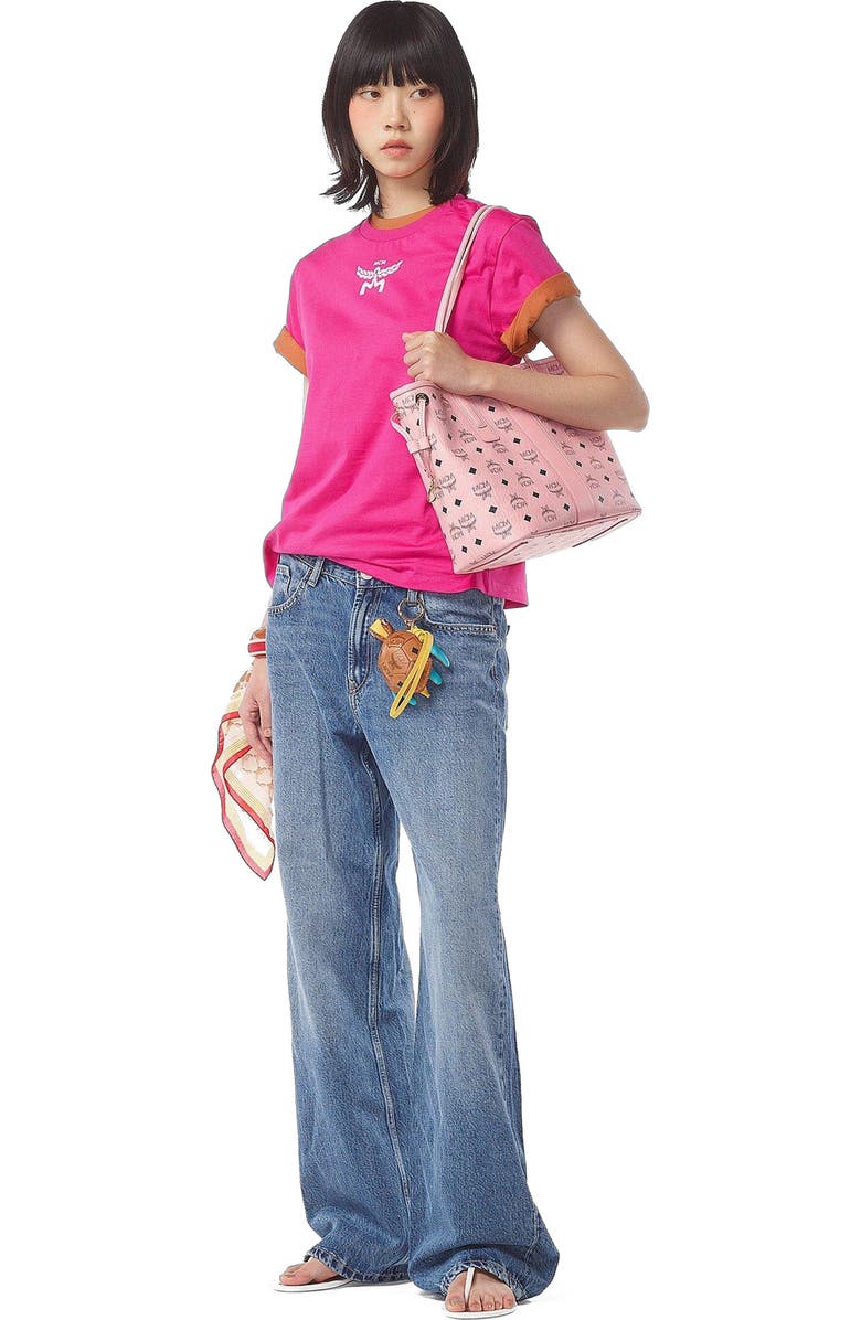 MCM Small Liz Shopper in Visetos, Alternate, color, Pink