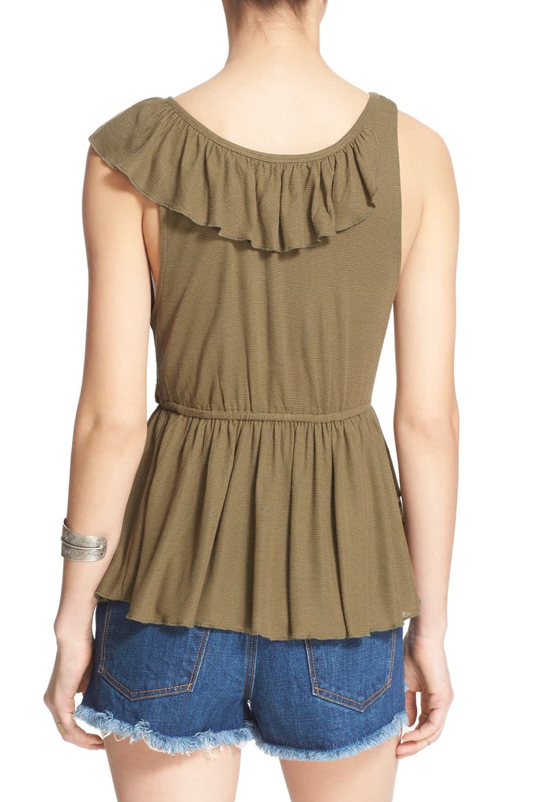 'Float Away' Asymmetrical Ruffle Tank, Alternate, color, GREEN
