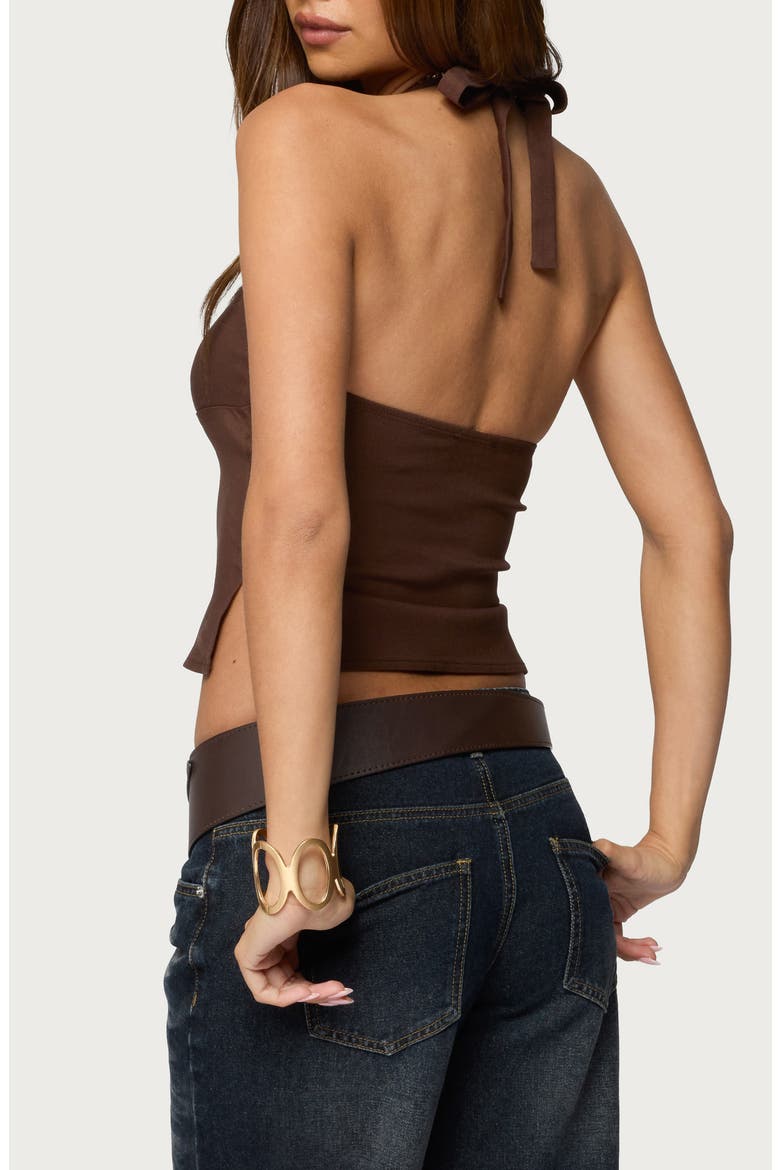 Dara Halter Top, Alternate, color, DARK-BROWN