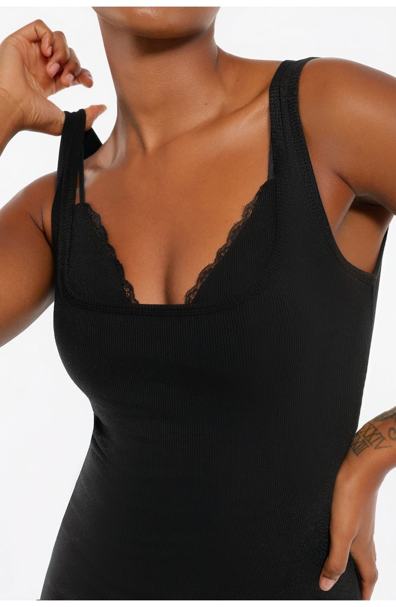 Popilush Resort Hybrid Dress Shapewear Modal Sculpting Inner Lace Cami Mini Dress, Alternate, color, Midnight Black