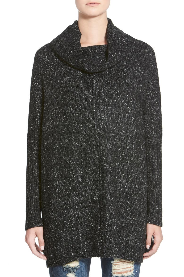 Cowl Neck Tunic Sweater, Main, color, CHARCOAL