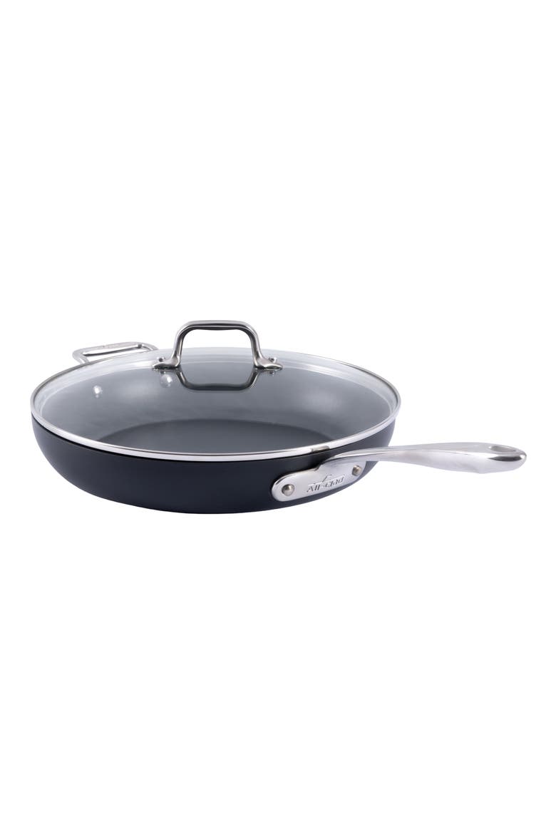 HA-1 Expert Hard Anodized Nonstick 12-Inch Fry Pan with Lid, Main, color, BLACK