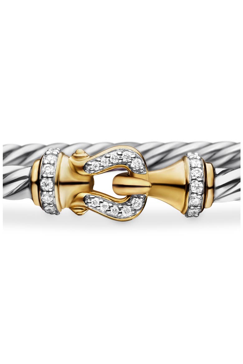 /Buckle Classic Cable Bracelet in Sterling Silver with 18K Yellow Gold and Diamonds, Alternate, color, YELLOW GOLD/ SILVER/ DIAMOND