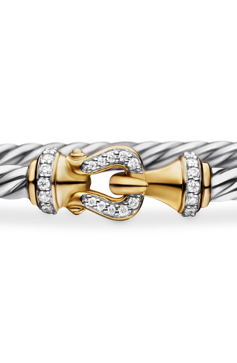David Yurman /Buckle Classic Cable Bracelet in Sterling Silver with 18K Yellow Gold and Diamonds, Alternate, color, Yellow Gold/ Silver/ Diamond