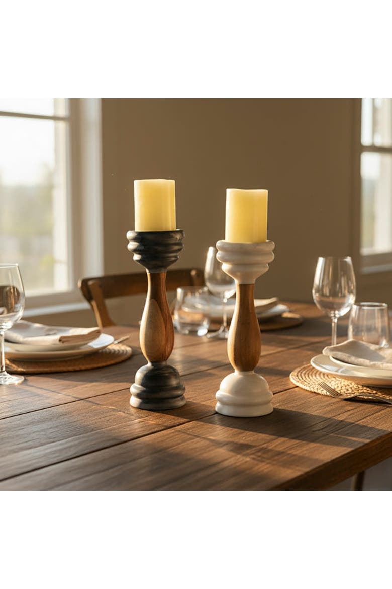 Signature Pillar Candleholders, Alternate, color, Black