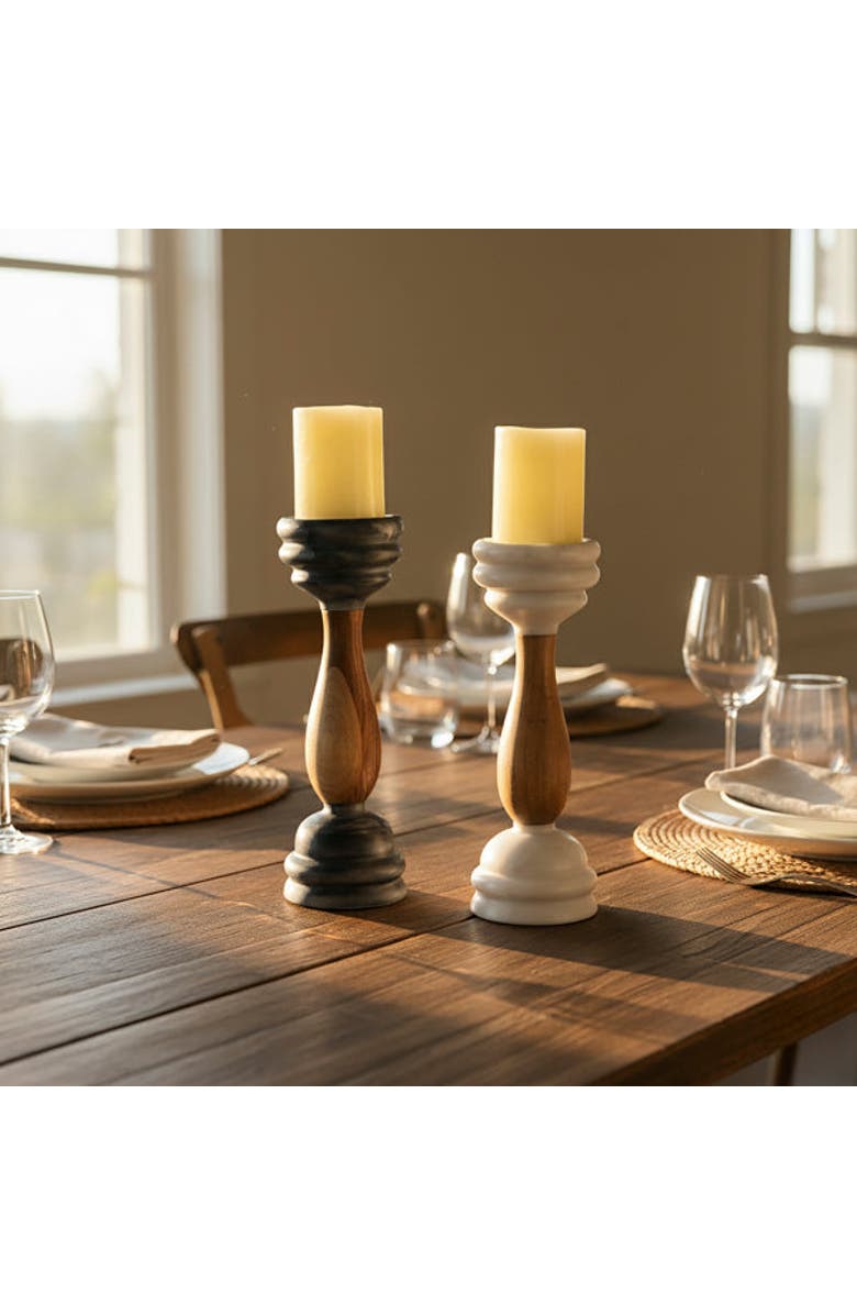 Mela Artisans Signature Pillar Candleholders, Alternate, color, Black