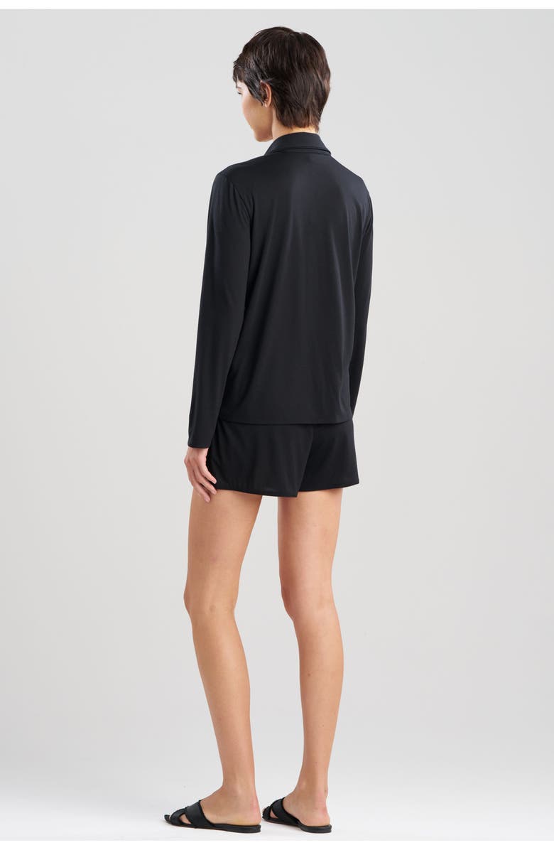 Natori Embroidery  Shangri La Notch Short PJ Set, Alternate, color, Black