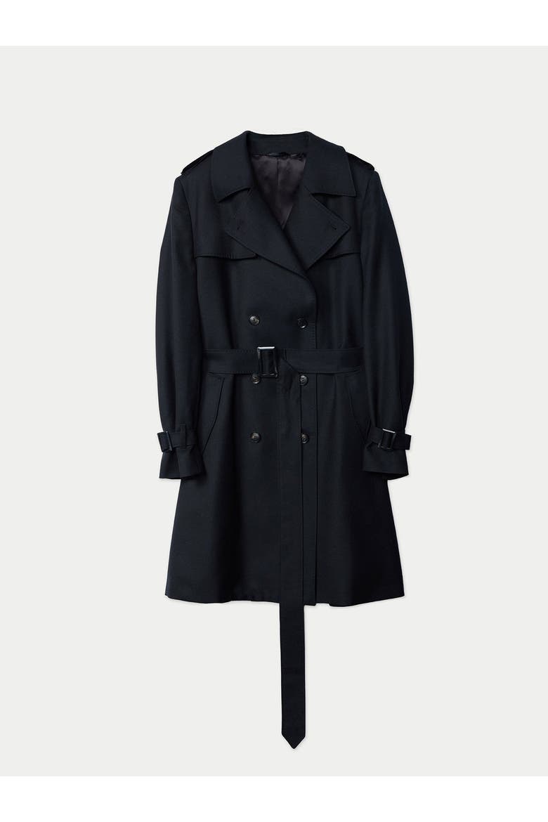 Double Breasted Cashmere Trench Coat, Main, color, black