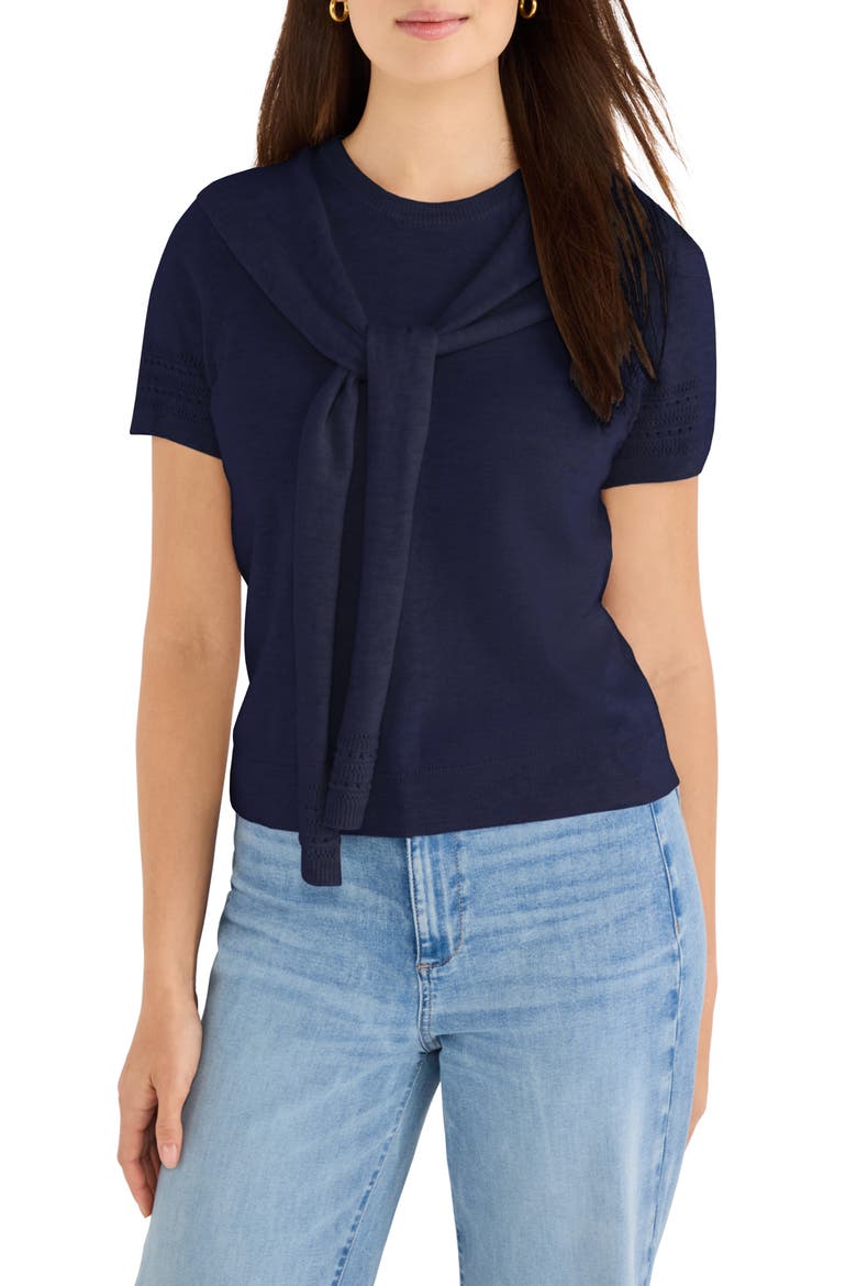 Piazza Layered Look Sweater, Main, color, DARK INDIGO