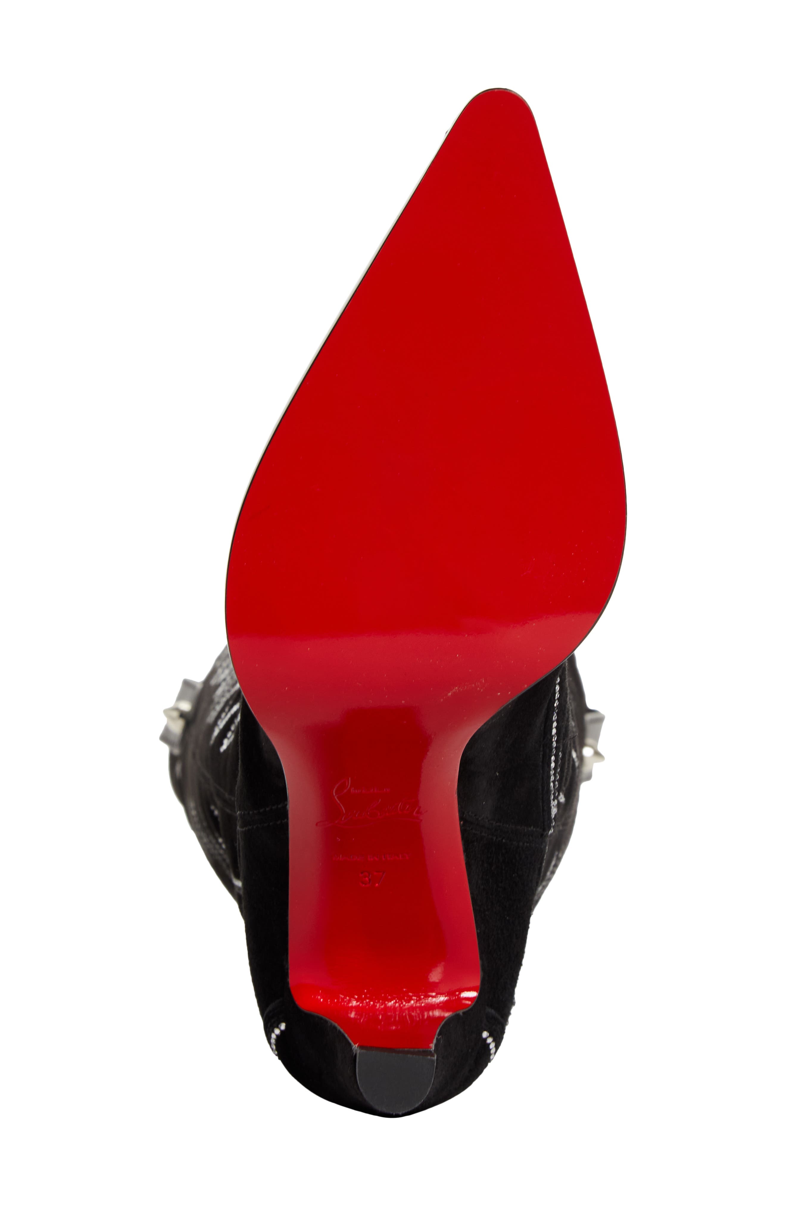 Christian Louboutin Santia Crystal Beaded Knee High Western Boot, Alternate, color, Black/ Bk Luc