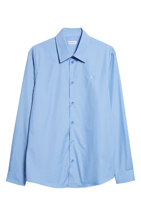 Sam Equestrian Knight Design Cotton Poplin Button-Up Shirt