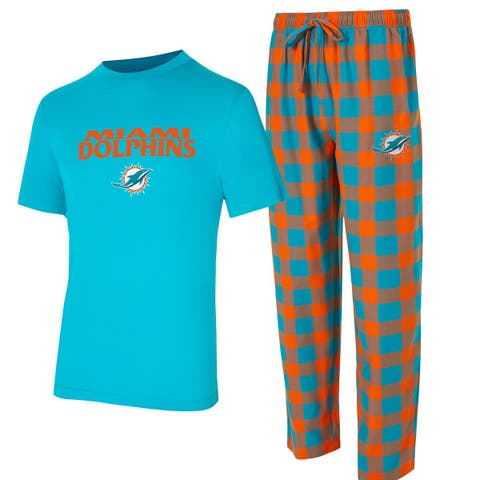 Men's Concepts Sport Aqua/Orange Miami Dolphins Avondale T-Shirt & Flannel Pants Set