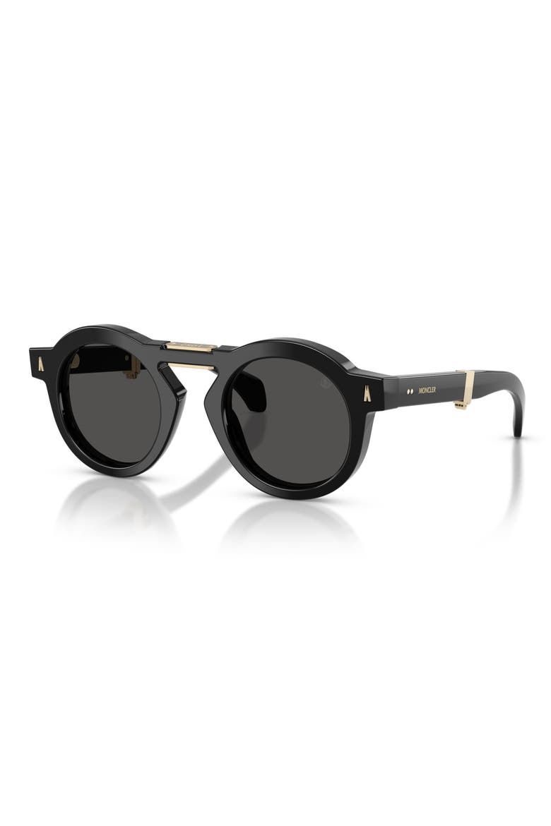 Glisse 47mm Small Round Sunglasses, Alternate, color, BLACK / DARK GREY SOLID