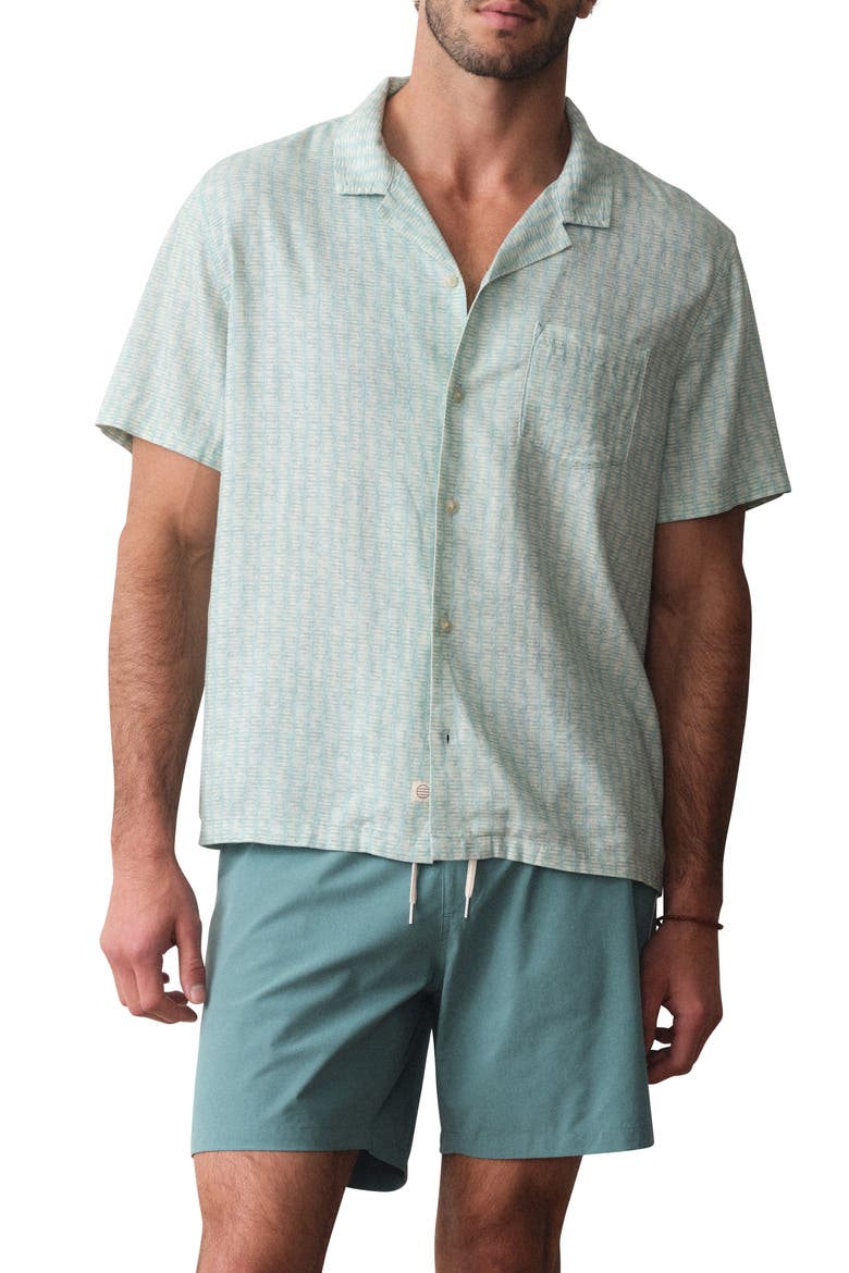 Resort Camp Shirt, Main, color, AQUA SARDINE PRINT