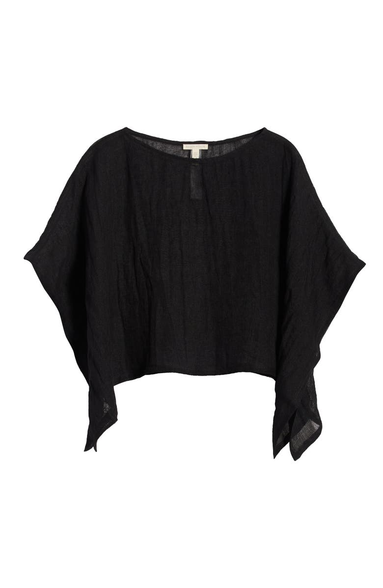 Eileen Fisher Bateau Neck Organic Linen Crop Poncho, Alternate, color, 