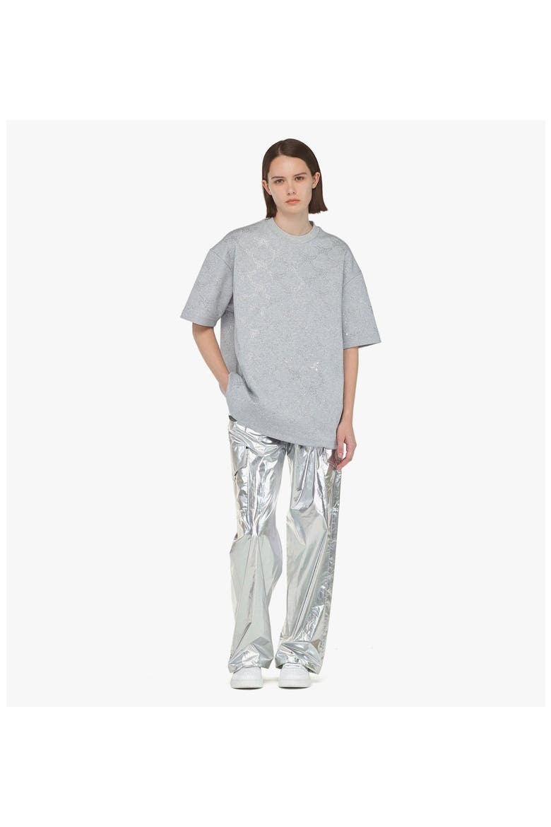 Crystal Monogram Ponte T-Shirt, Alternate, color, Gray