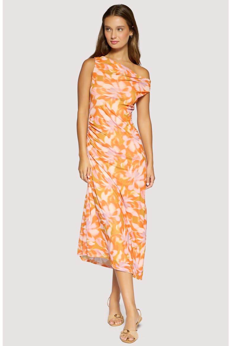 Mykonos Dream One-Shoulder Midi Dress, Alternate, color, ORANGE-MULTI