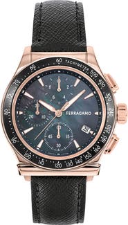 FERRAGAMO 1927 Chronograph Leather Strap Watch, 38mm