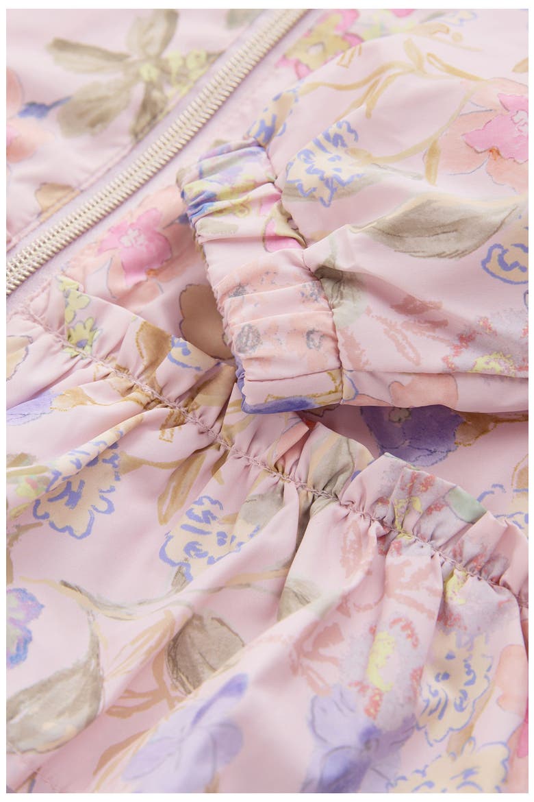 Kids' Floral Water Resistant Hooded Jacket, Alternate, color, PINK