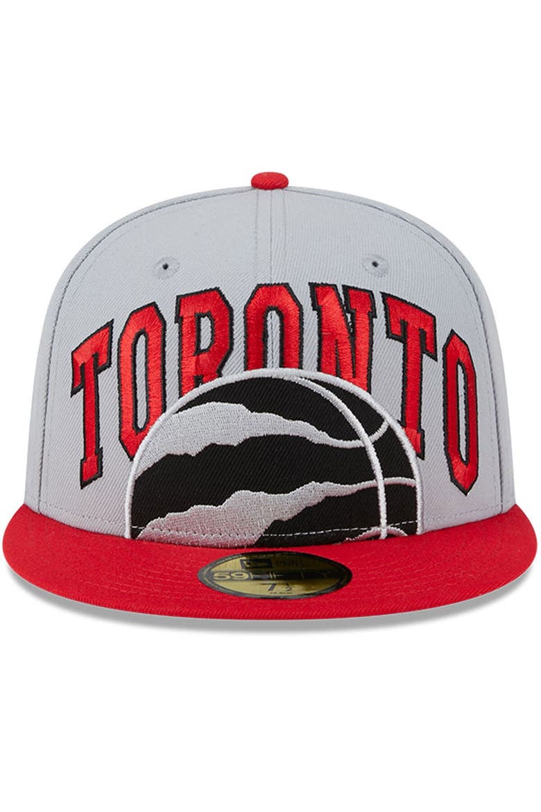 Men's New Era Gray/Red Toronto Raptors Tip-Off Two-Tone 59FIFTY Fitted Hat, Alternate, color, Gray