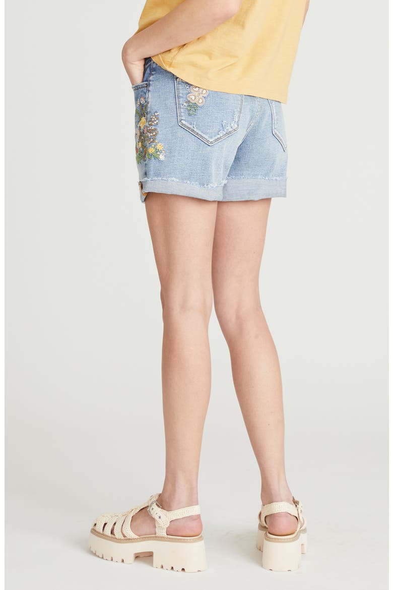 Frannie x Floral Fields Denim Shorts, Alternate, color, MEDIUM WASH