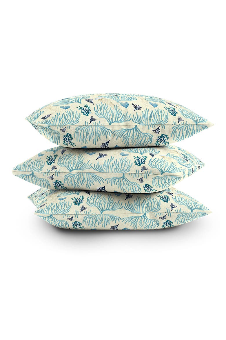 Coral Yellow Square Throw Pillow, Alternate, color, BLUE