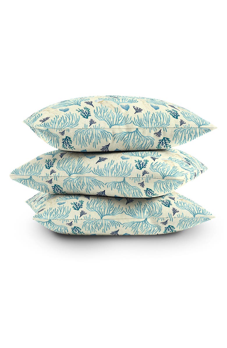 Deny Designs Coral Yellow Square Throw Pillow, Alternate, color, Blue