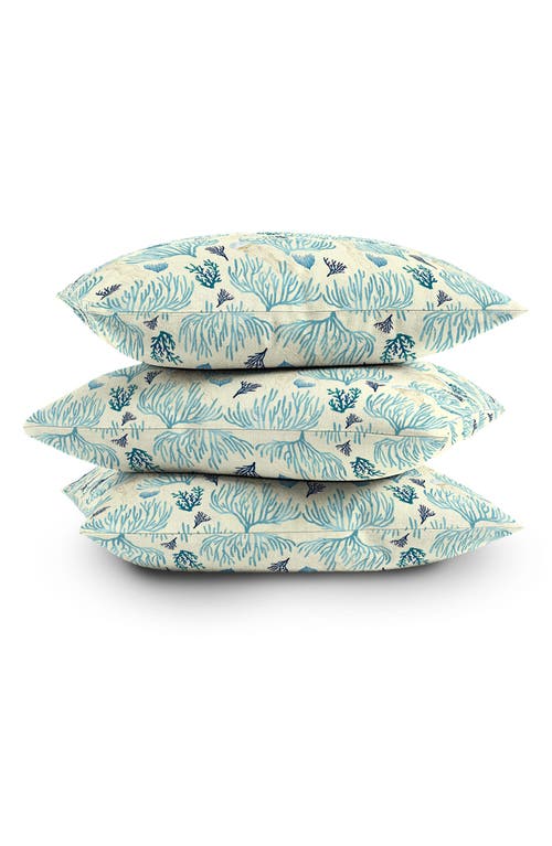 Deny Designs Coral Yellow Square Throw Pillow In Blue