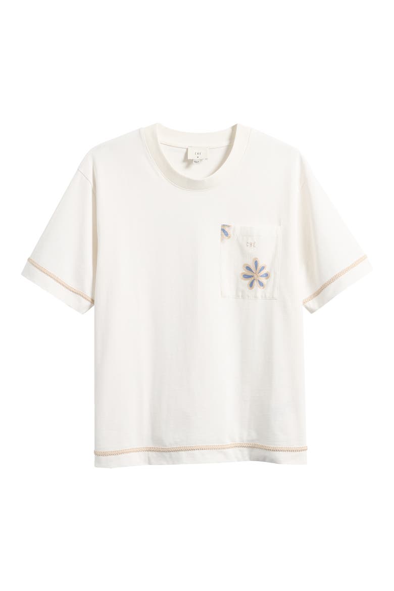 Daisel Embroidered Appliqué Relaxed Cotton T-Shirt, Alternate, color, IVORY
