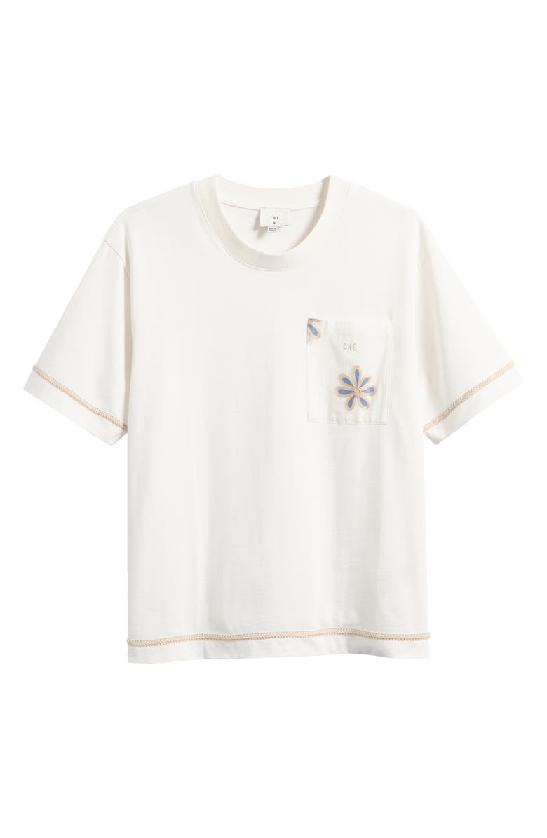 CHÉ Daisel Embroidered Appliqué Relaxed Cotton T-Shirt, Main, color, Ivory