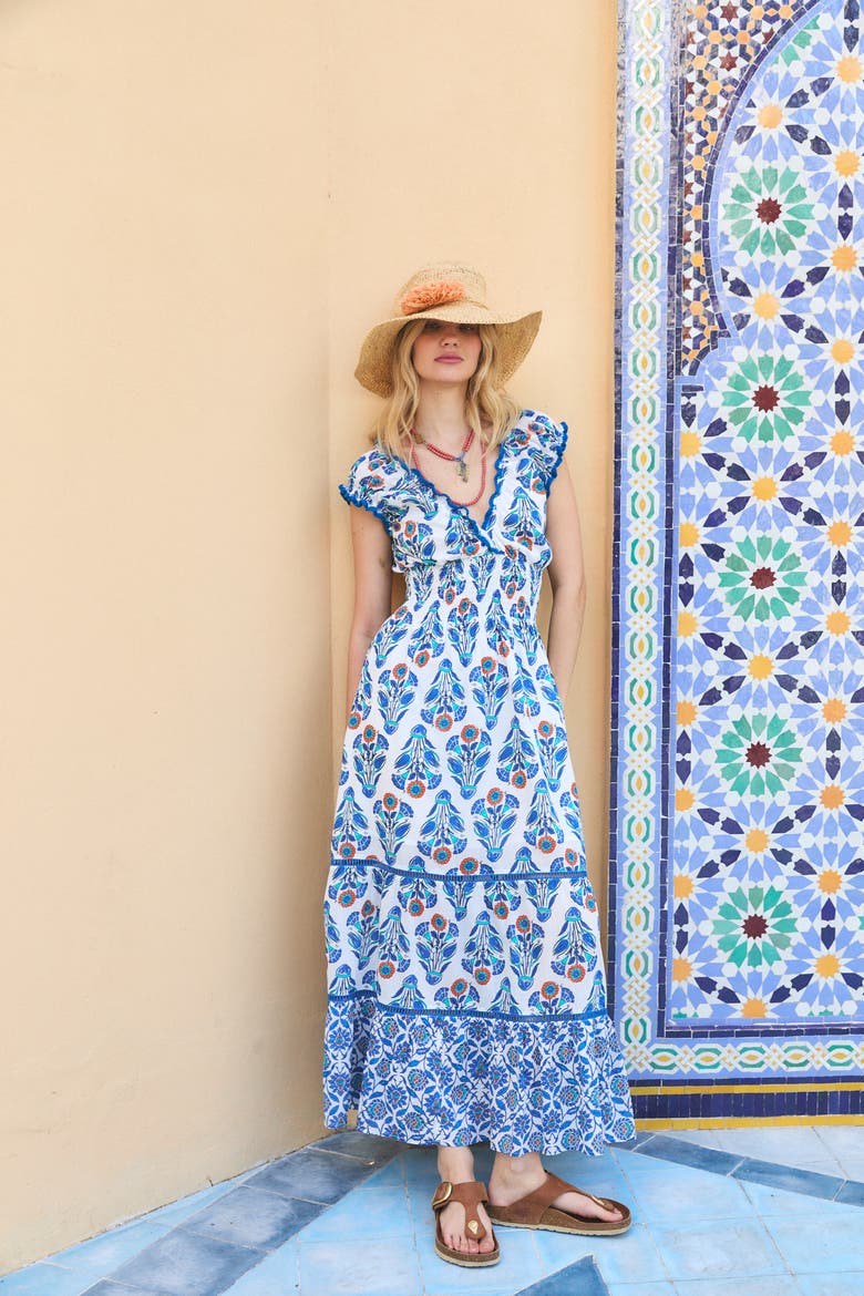 Hilda Midi Dress, Alternate, color, Blue Layla