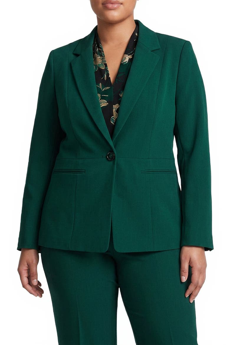 Notched Lapel Waist Seam Blazer, Main, color, EVERGREEN