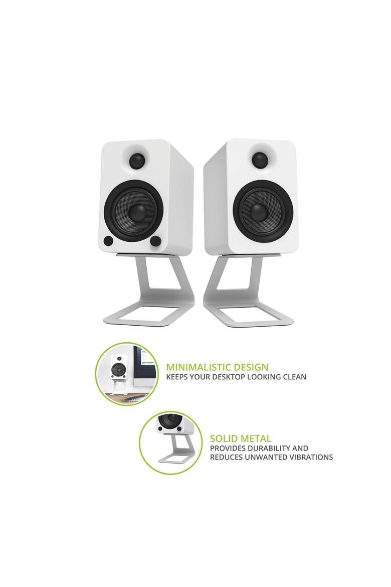 Elevated Desktop Speaker Stands for Midsize Speakers - Pair, Alternate, color, White