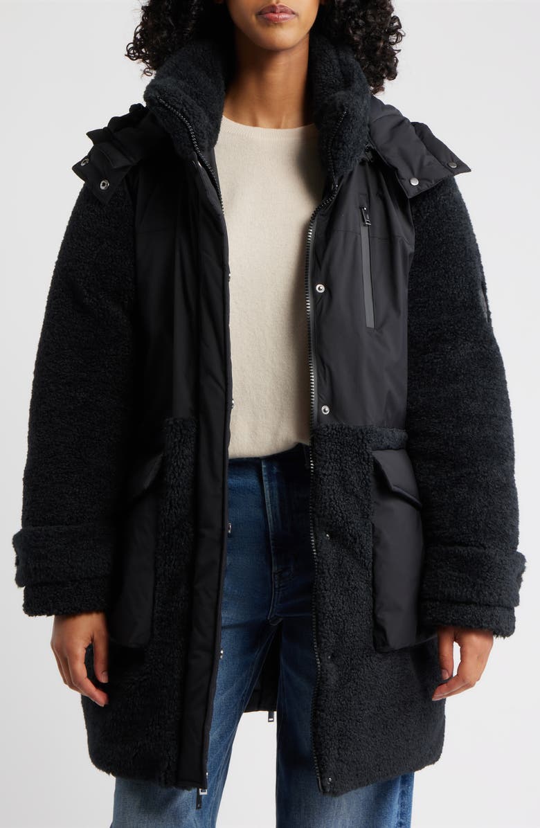 UGG<sup>®</sup> Kaysin Fleece Trim Down Parka, Alternate, color, Black