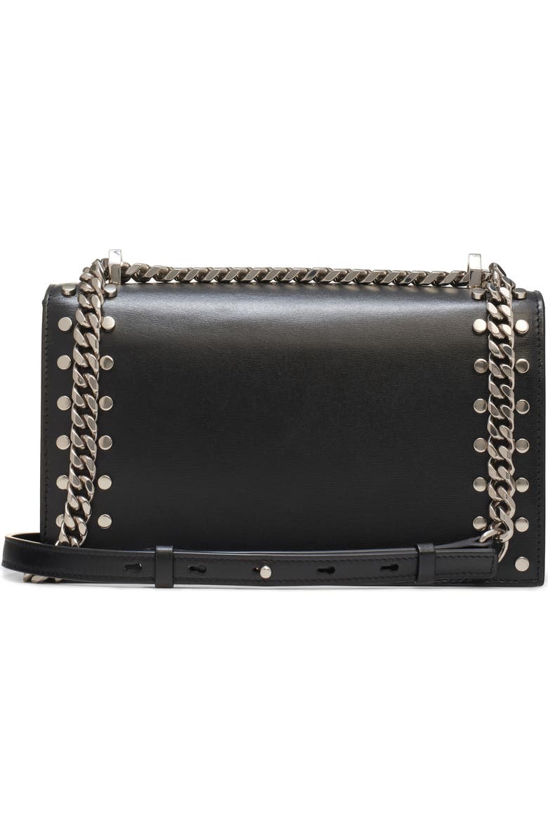 McQueen Stud & Jeweled Crystal Embellished Satchel, Alternate, color, Black/ Silver