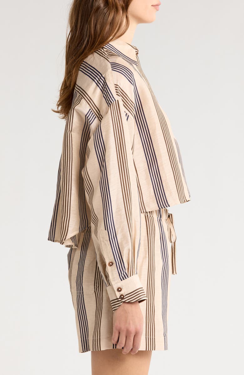 rag & bone Beatrice Stripe Linen & Silk Crop Button-Up Shirt, Alternate, color,