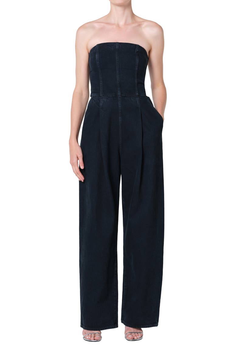 Agyness Strapless Wide Leg Denim Jumpsuit, Main, color, ILLUSION D BLU