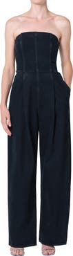 AGOLDE Agyness Strapless Wide Leg Denim Jumpsuit