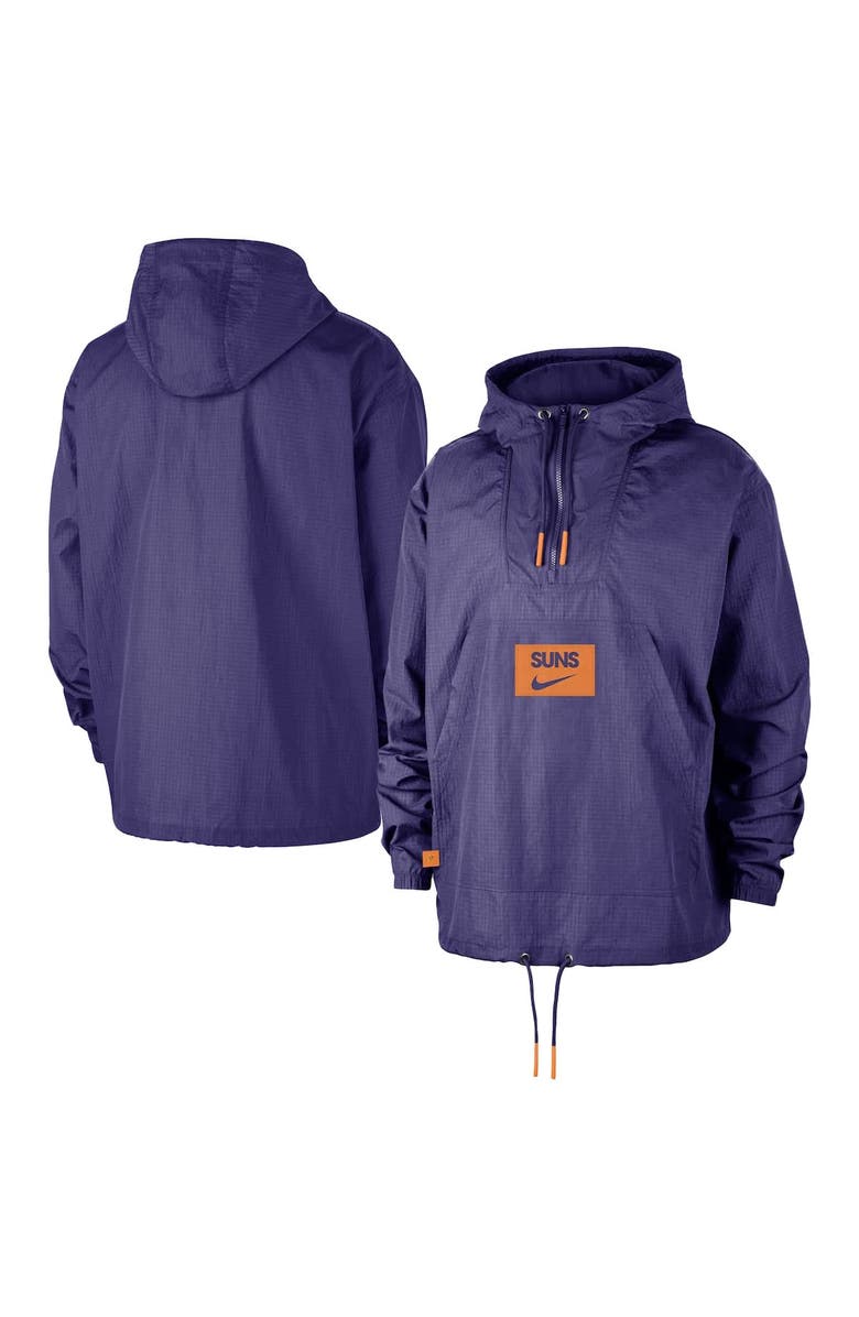 Nike Men's Nike Purple Phoenix Suns Courtside Premium Club Anorak Quarter-Zip Hoodie Jacket, Main, color, Purple