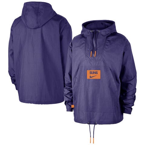 Men's Nike  Purple Phoenix Suns Courtside Premium Club Anorak Quarter-Zip Hoodie Jacket