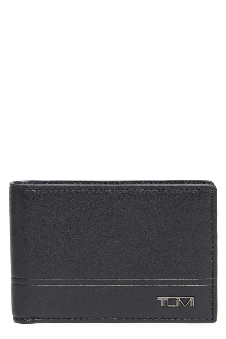 Slim Leather Bifold Wallet, Main, color, BLACK