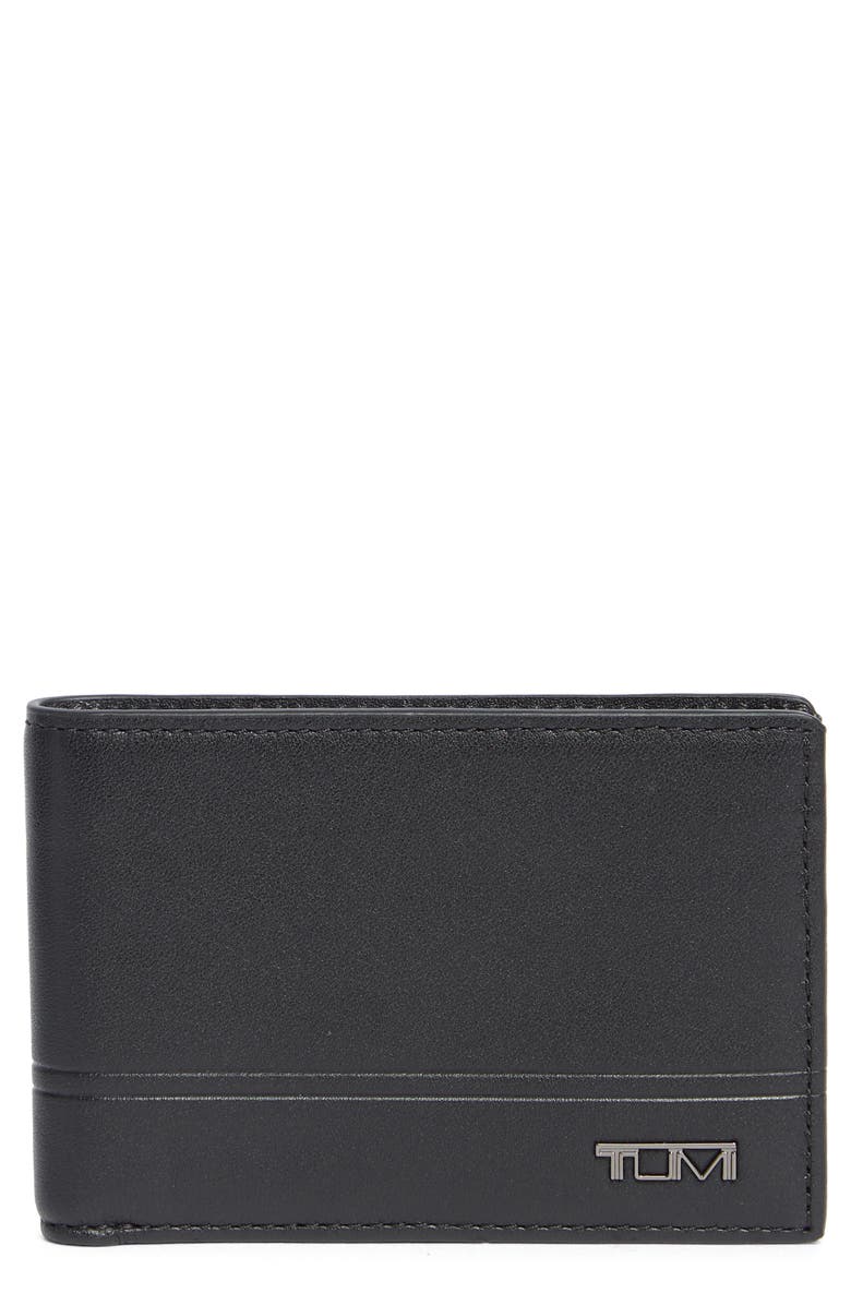TUMI Slim Leather Bifold Wallet, Main, color, Black