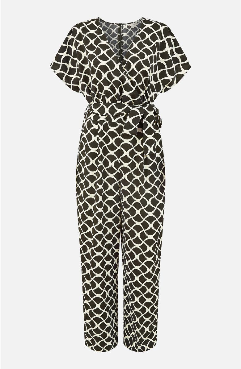Yumi Geometric Print Wrap Jumpsuit, Alternate, color, Black
