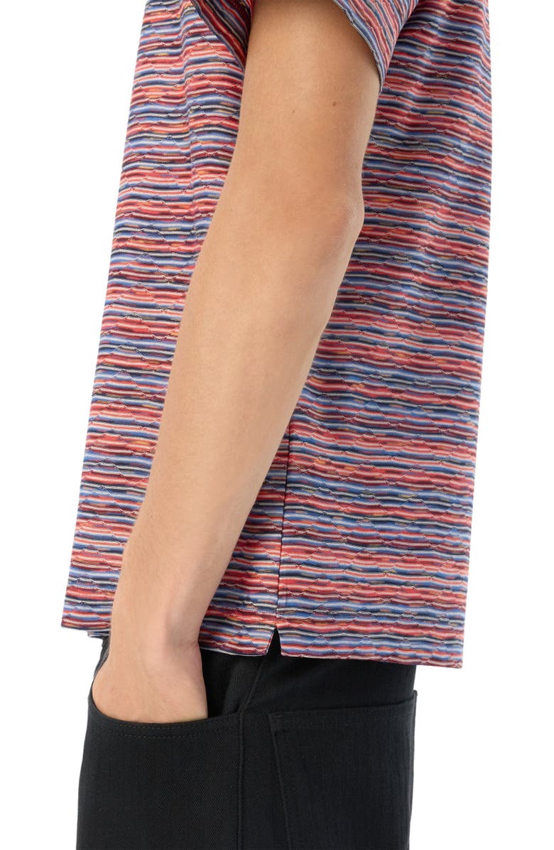 Missoni Short Sleeve Polo In Flame Jersey, Alternate, color, Red & Blue