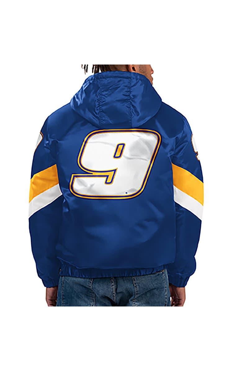 STARTER Men's Starter Royal Chase Elliott Home Team Satin Half-Zip Hoodie Jacket, Alternate, color, Royal