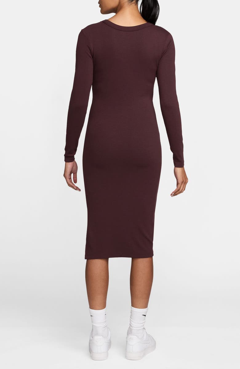 Nike Sportswear Chill Knit Long Sleeve Body-Con Dress, Alternate, color, Burgundy/ Sail