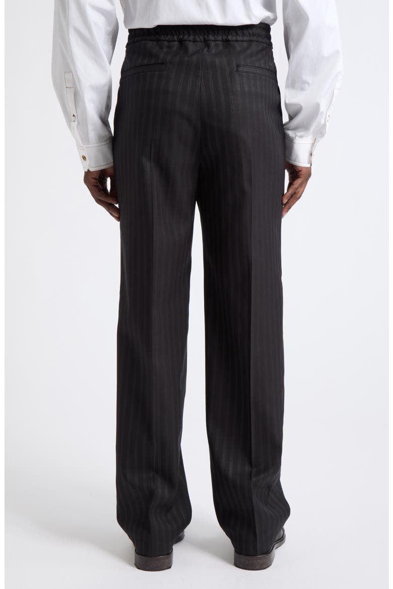 Greca Stripe Wool Straight Leg Pants, Alternate, color, BLACK