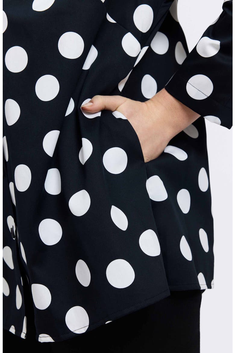 Carolina Dot Print Cotton Button-Up Shirt, Alternate, color, BLACK/ WHITE