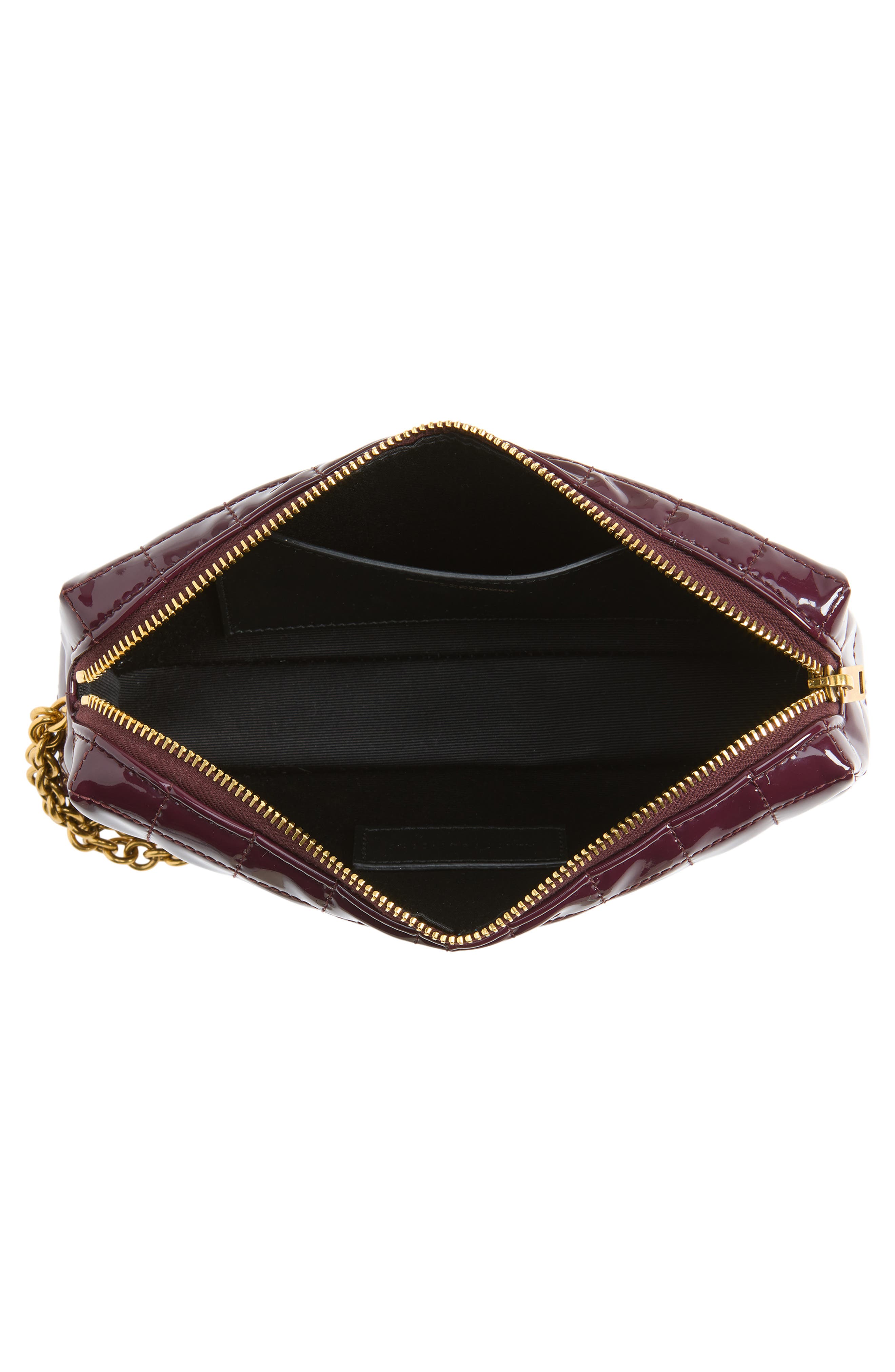 Saint Laurent Cassandre Bijou Matelassé Carré Leather Wristlet, Alternate, color, Dark Red Wine