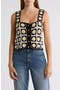 Floral Patch Crochet Button Front Tank
